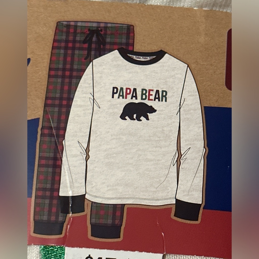 Dearfoams Papa Bear Pajama Set -  Red Plaid